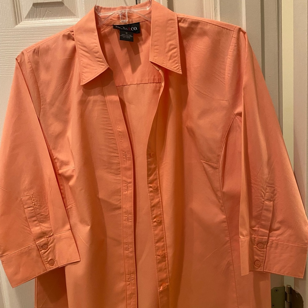 Orange blouse with 3/4 length sleeves